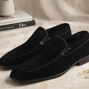 EUC Donald J Pliner Blk Suede Italian Slip On Loafer-Size 9 1/2